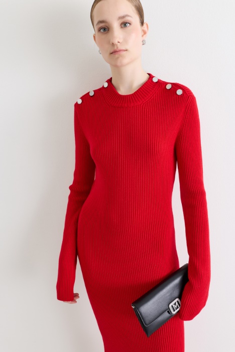 Abito lungo in maglia di pura lana