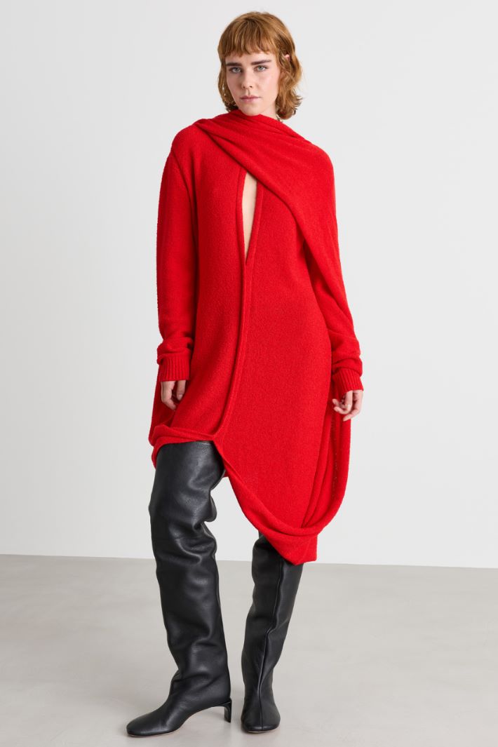 Bouclé-knit dress - RED - Intrend - 2