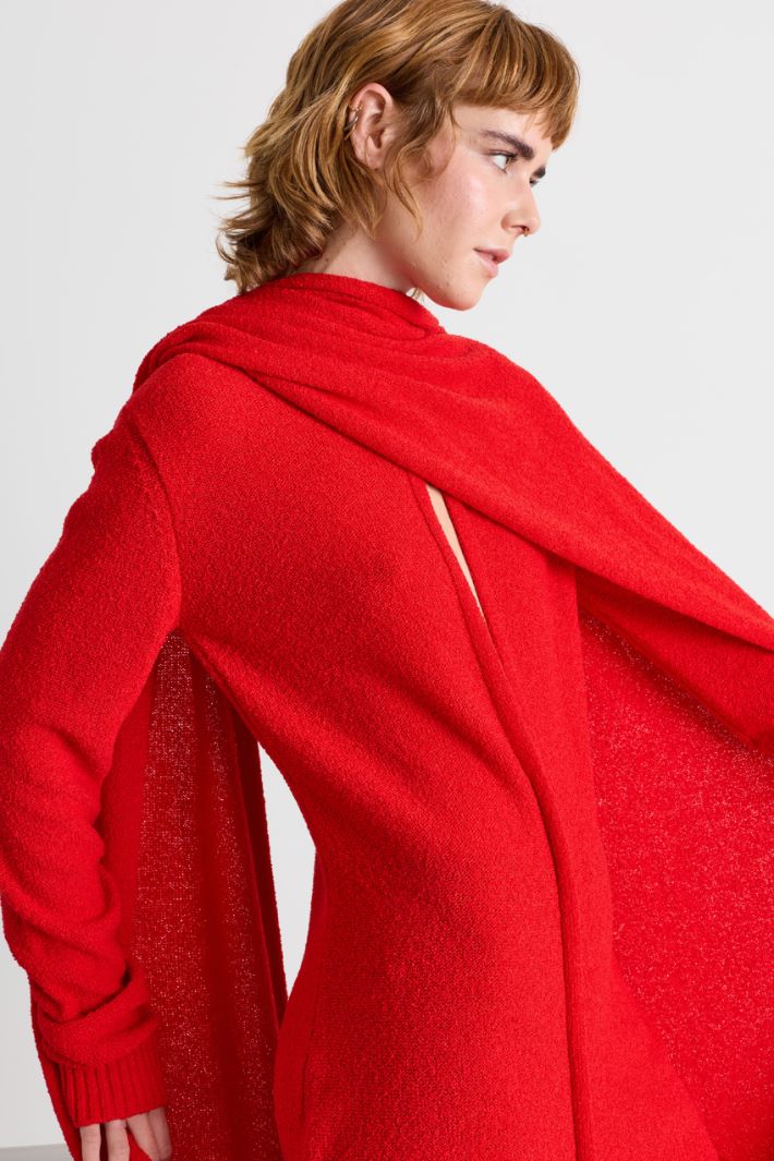 Bouclé-knit dress - RED - Intrend - 3