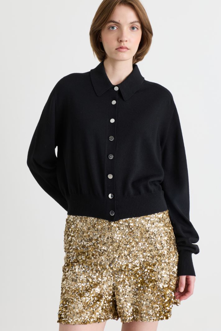 Cardigan con colletto - NERO - Intrend - 2