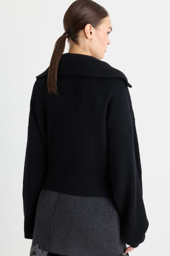 Wide-fit roll-neck cardigan - BLACK - Intrend - 4