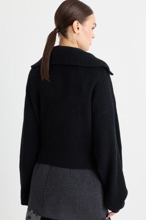 Cardigan in misto cashmere con collo ampio