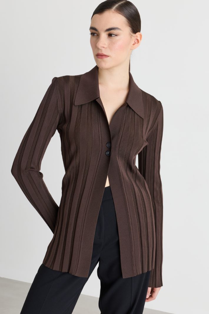 Glänzender Strickcardigan - BRAUN - Intrend - 2