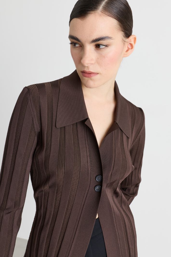 Glänzender Strickcardigan - BRAUN - Intrend - 3