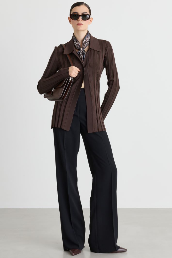 Glänzender Strickcardigan - BRAUN - Intrend