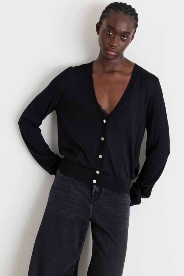 Cardigan con intarsi - NERO - Intrend - 2