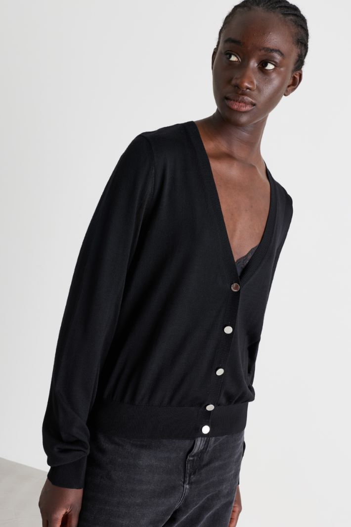 Cardigan con intarsi - NERO - Intrend - 3