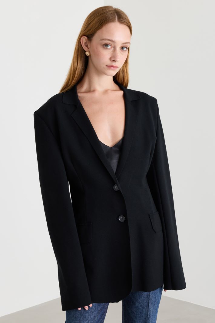Semi-fitted blazer - BLACK - Intrend - 2