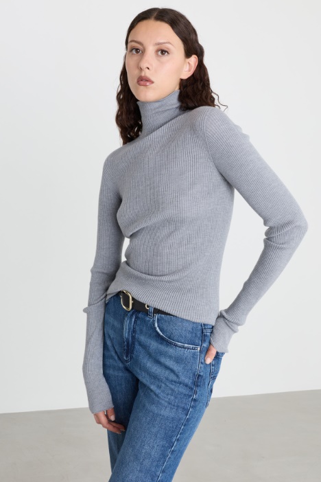 Pure Wool Polo Neck Jumper - Intrend