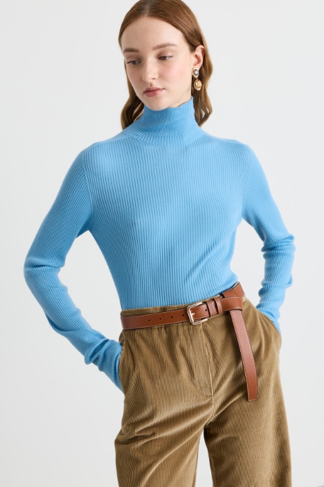 Pure Wool Polo Neck Jumper - Intrend