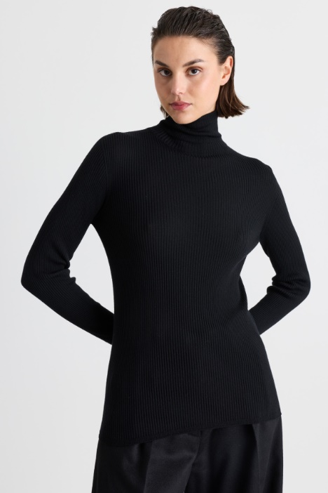 Pure Wool Polo Neck Jumper - Intrend