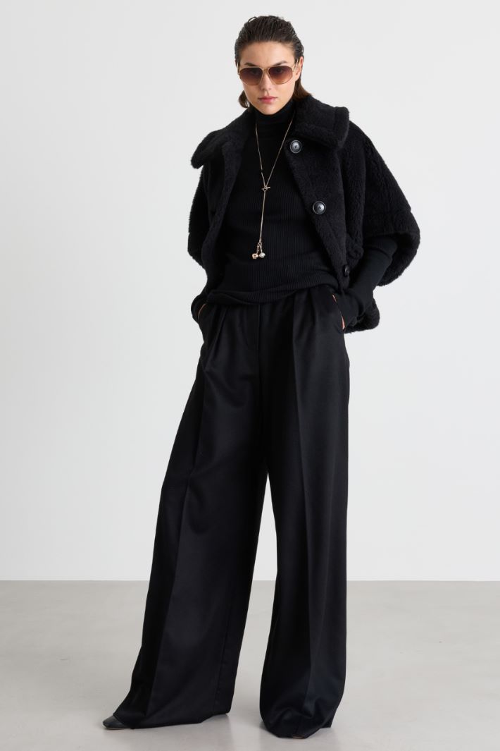 Pure Wool Polo Neck Jumper - BLACK - Intrend