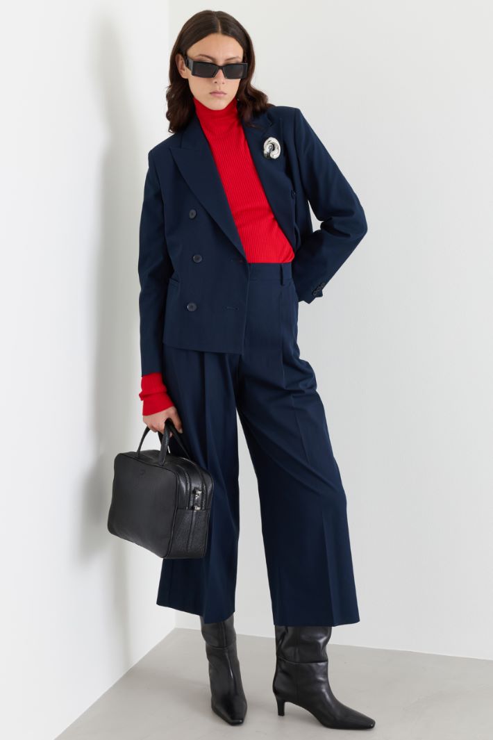 Pure Wool Polo Neck Jumper - RED - Intrend