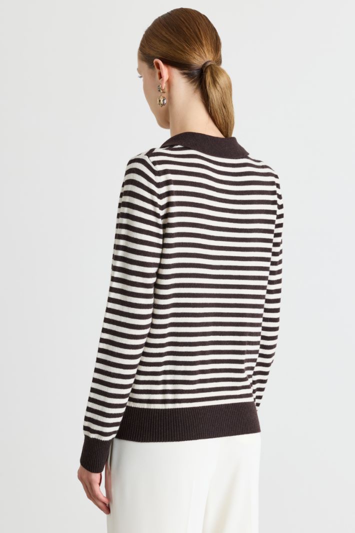 Polo in maglia a righe - MARRONE - Intrend - 4
