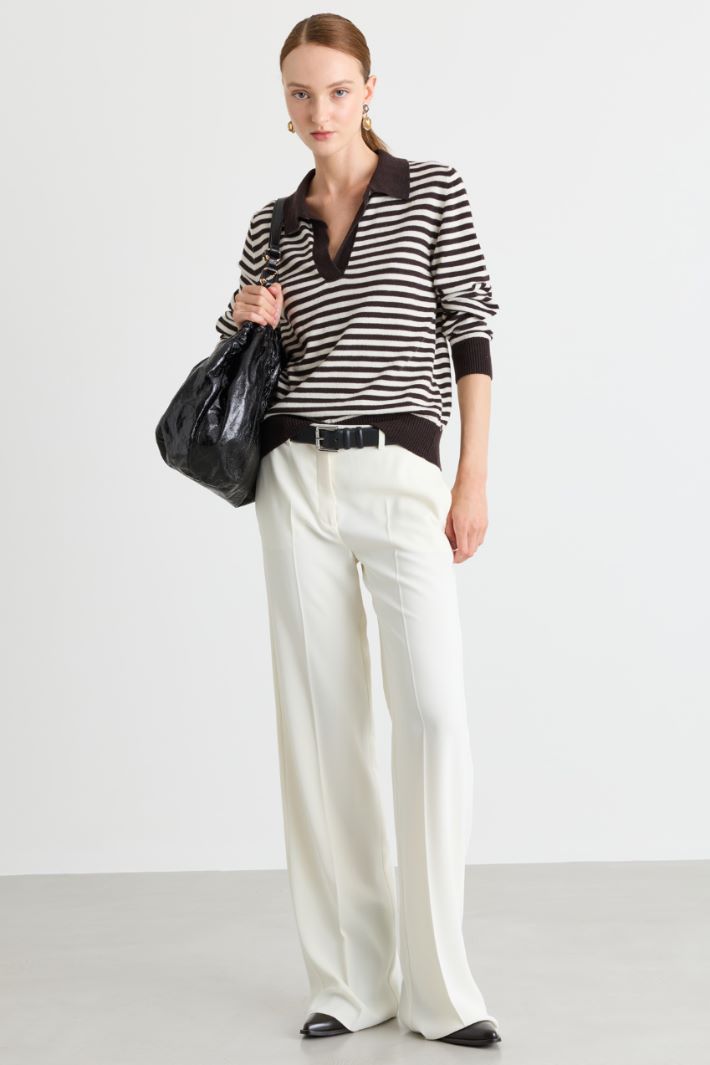 Polo in maglia a righe - MARRONE - Intrend
