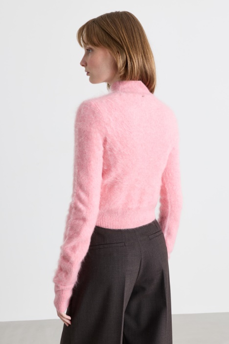 Maglia in puro cashmere con collo rialzato