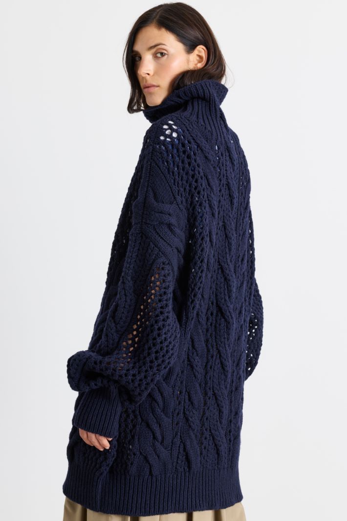 Oversized cable-knit jumper - BLUE - Intrend - 4