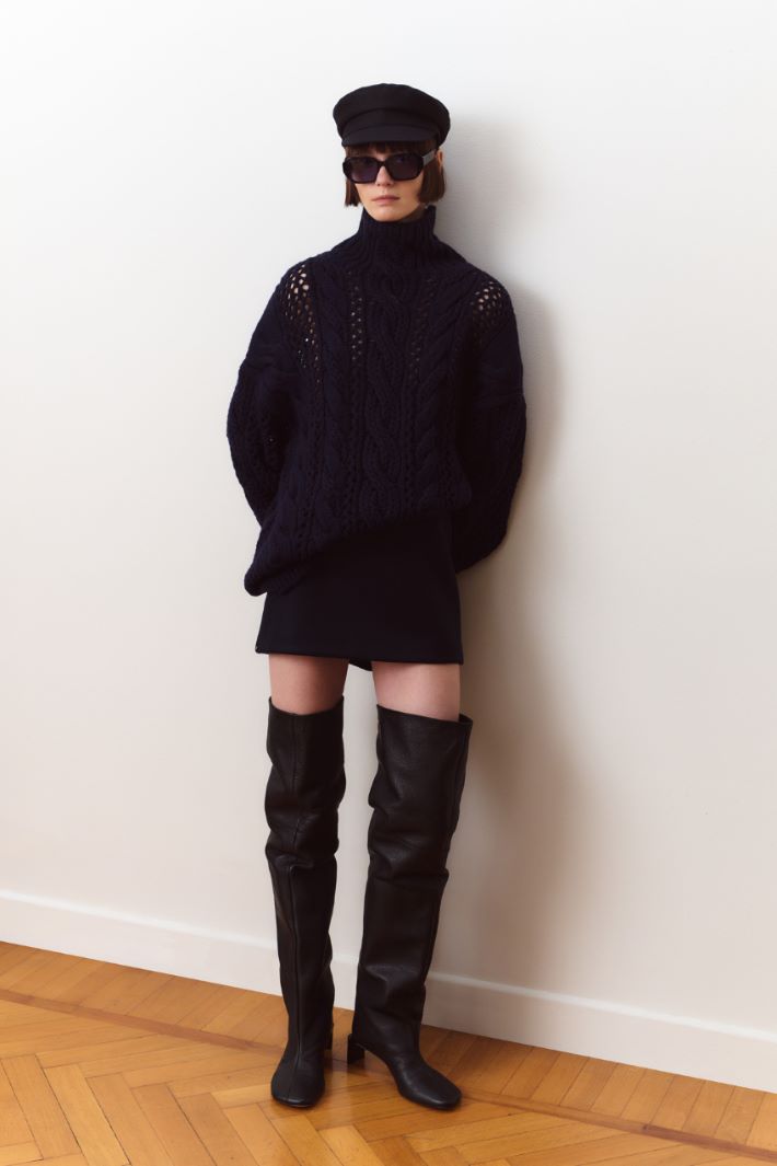 Maglia oversize con trecce - BLU - Intrend - 5