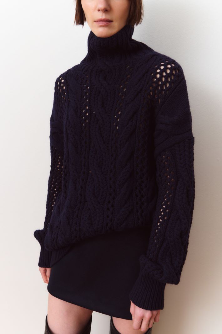 Maglia oversize con trecce - BLU - Intrend - 6