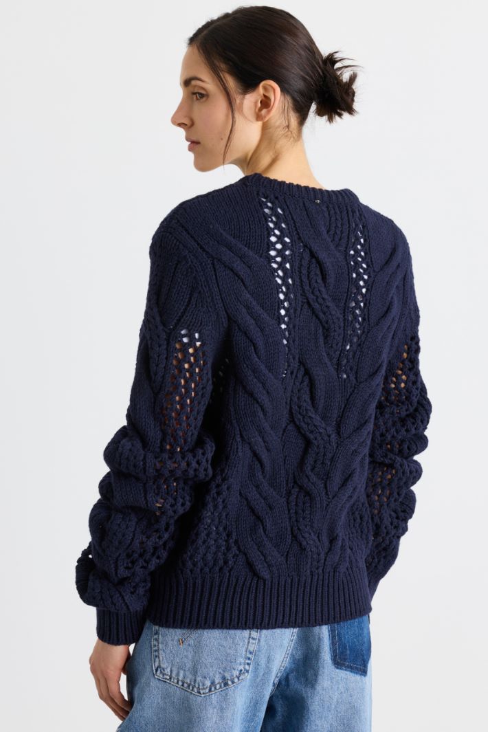 Ajour-Zopfstrickpullover - BLAU - Intrend - 4