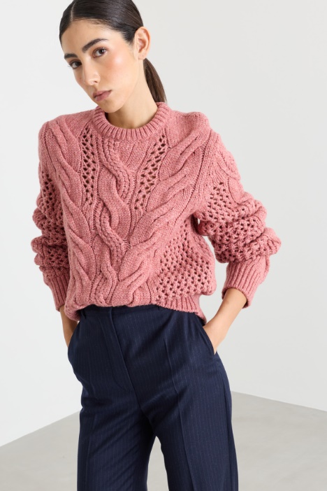 Open-work cable-knit jumper - Intrend