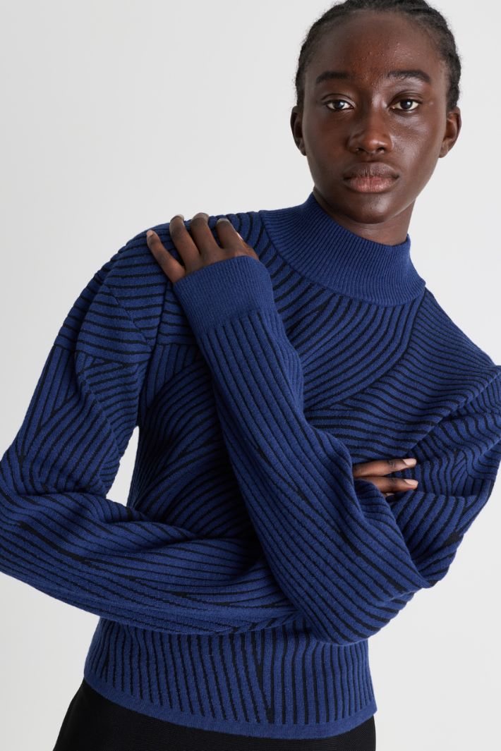 Maglia jacquard - BLU - Intrend - 3
