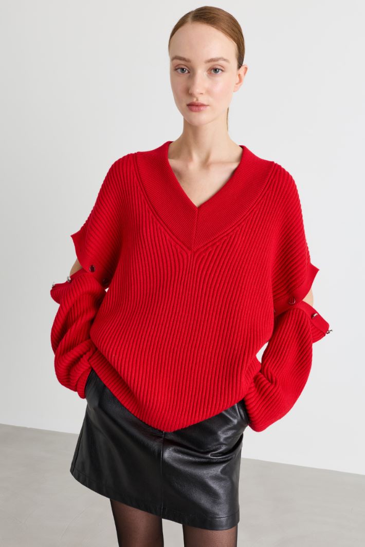Maglia over con maniche staccabili - ROSSO - Intrend - 3