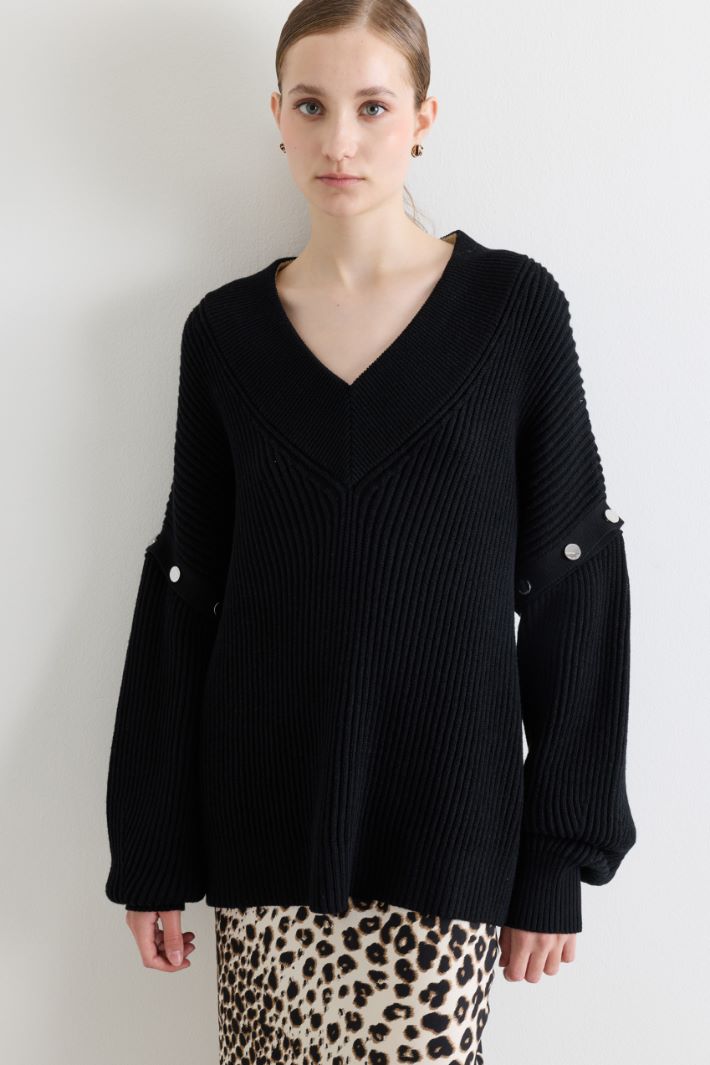 Pull oversize à manches amovibles - NOIR - Intrend - 2