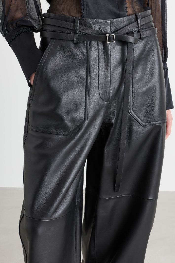 Pantalone ampio con cintura - NERO - Intrend - 3