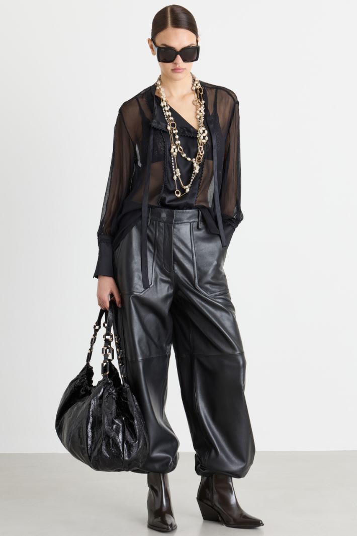 Pantalone ampio con cintura - NERO - Intrend