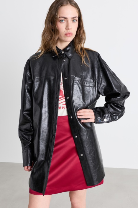 Leather shirt jacket - Intrend
