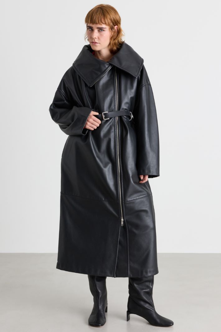 Oversized-collar coat - BLACK - Intrend - 2