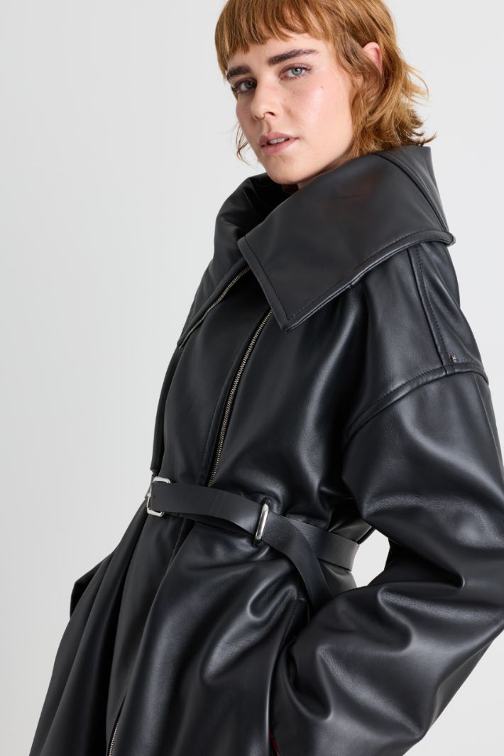 Oversized-collar coat - BLACK - Intrend - 3