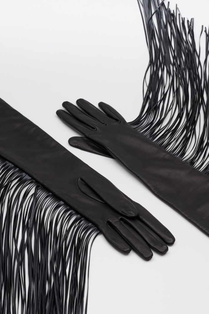 Gants longs à franges - NOIR - Intrend