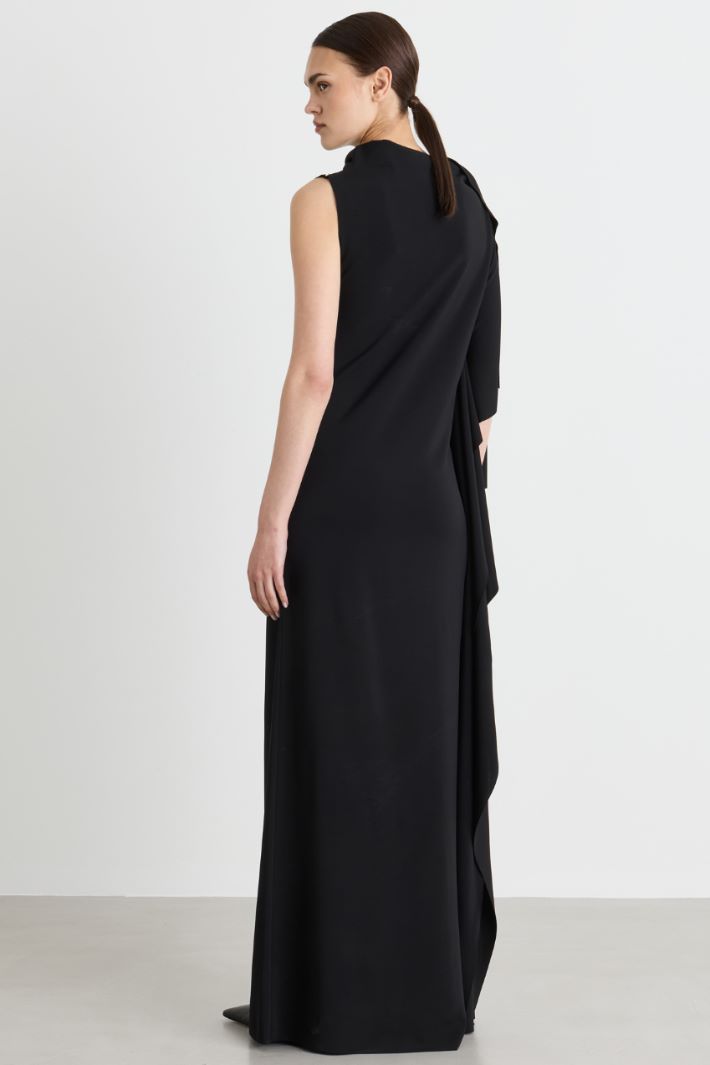 Long Dress with Side Flounce - BLACK - Intrend - 4