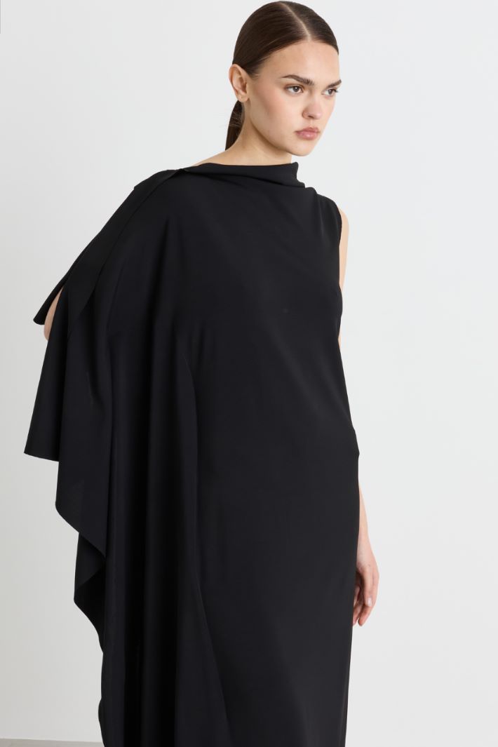 Long Dress with Side Flounce - BLACK - Intrend - 3