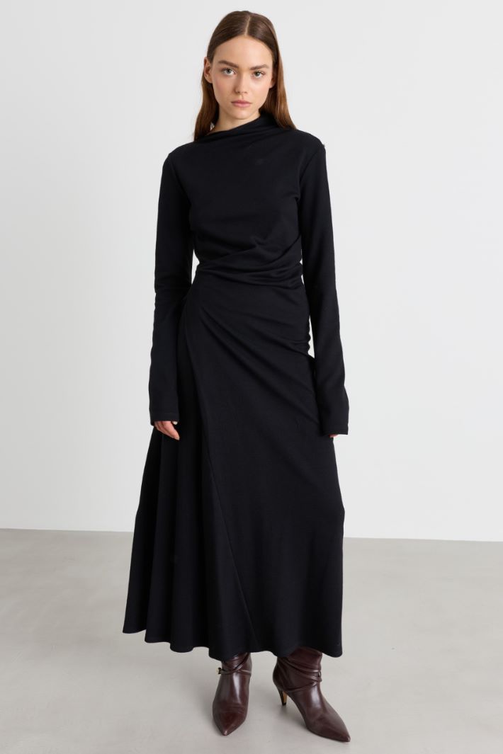 Draped jersey dress - BLACK - Intrend - 2