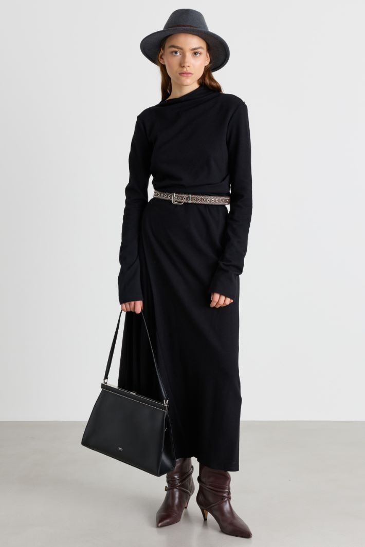 Draped jersey dress - BLACK - Intrend