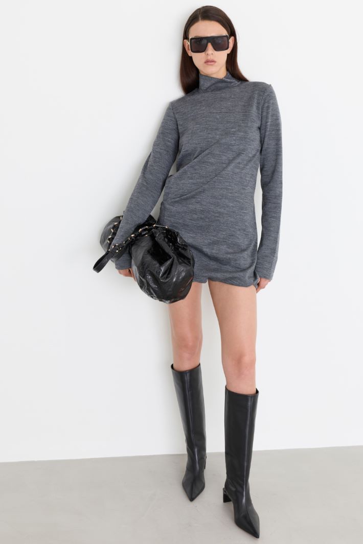 Draped jersey dress - GREY - Intrend