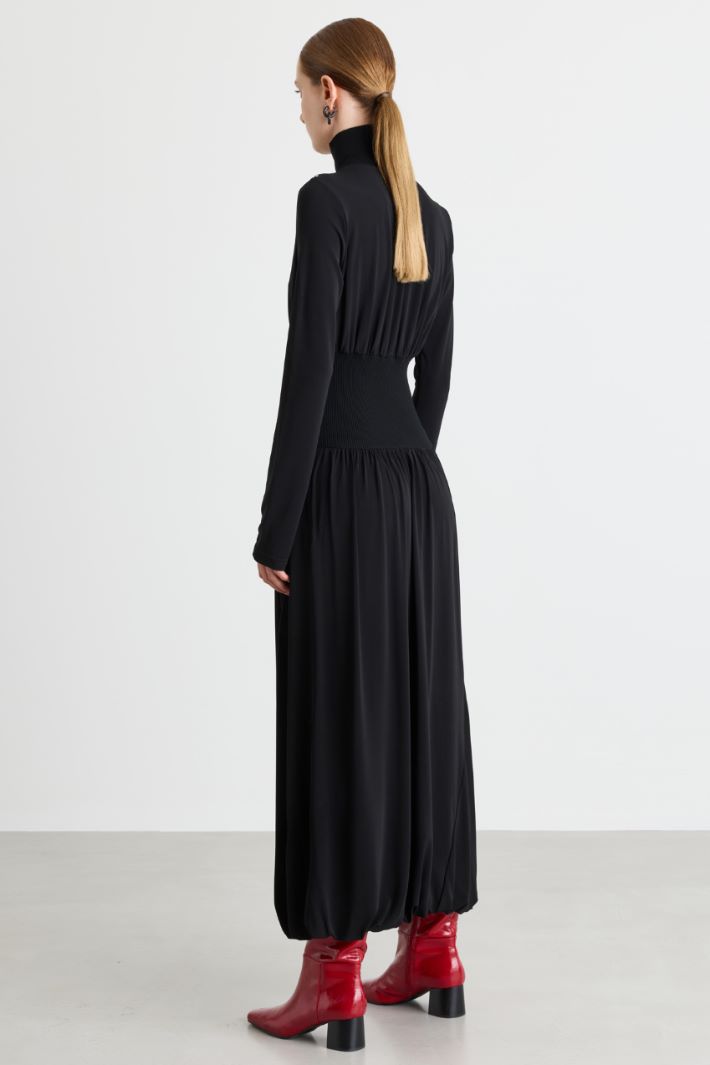 Dress with knitted inserts - BLACK - Intrend - 4
