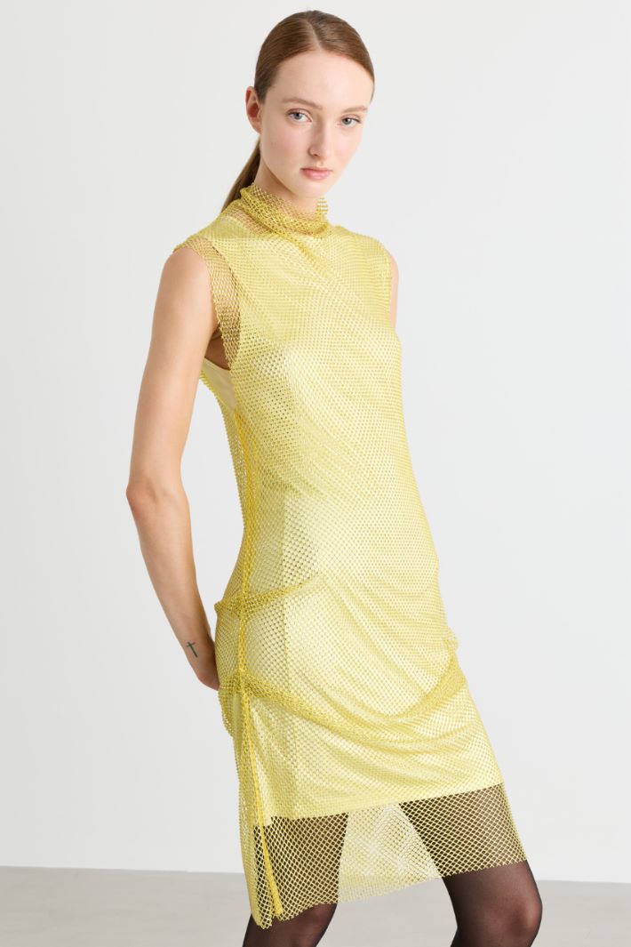 Rhinestone-embellished sleeveless dress - YELLOW - Intrend - 2