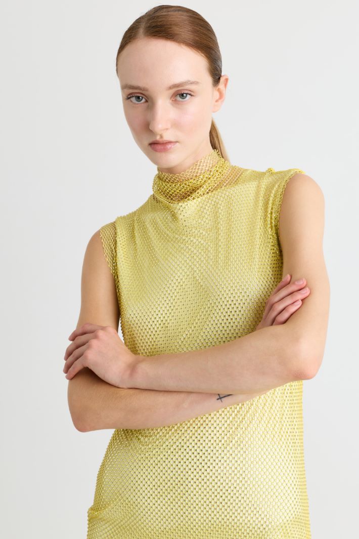 Rhinestone-embellished sleeveless dress - YELLOW - Intrend - 3