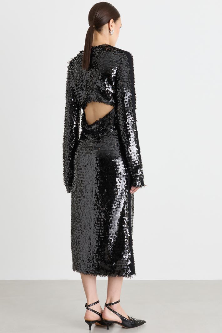 Sequinned jersey dress - BLACK - Intrend - 4