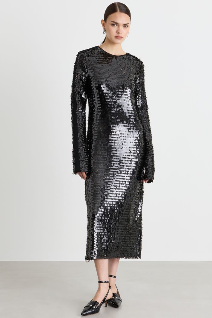 Sequinned jersey dress - BLACK - Intrend - 2