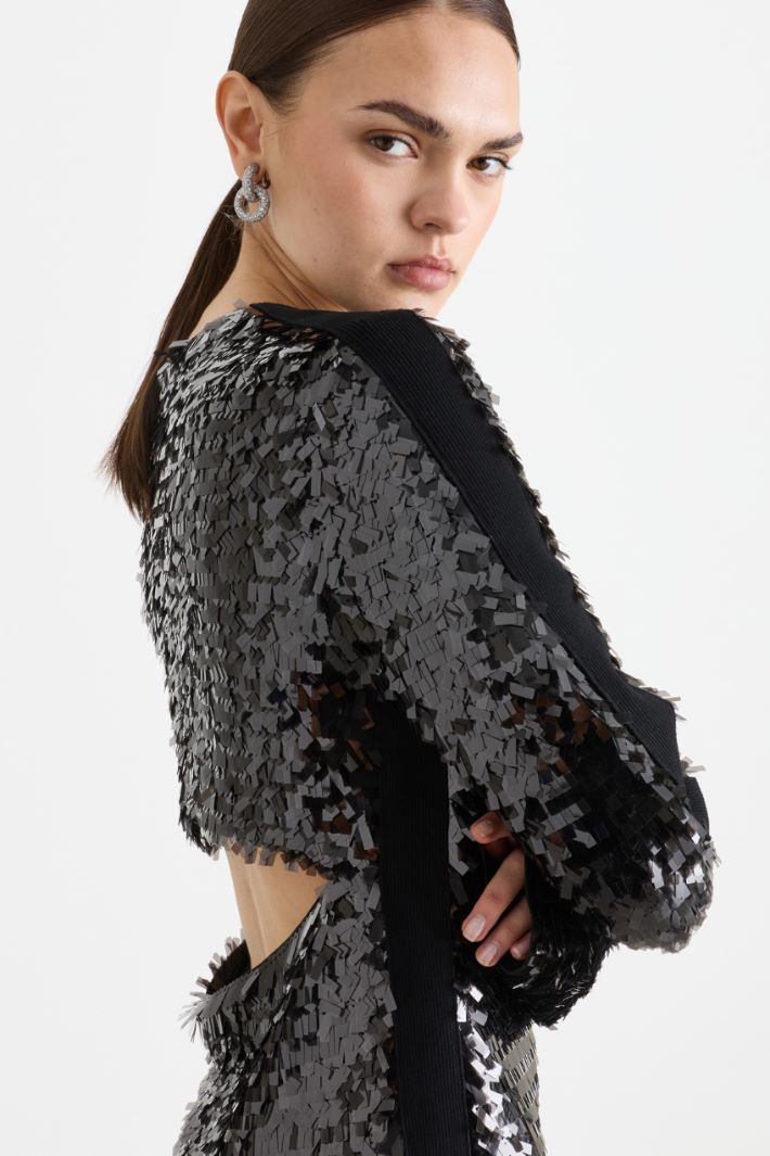 Sequinned jersey dress - BLACK - Intrend - 3
