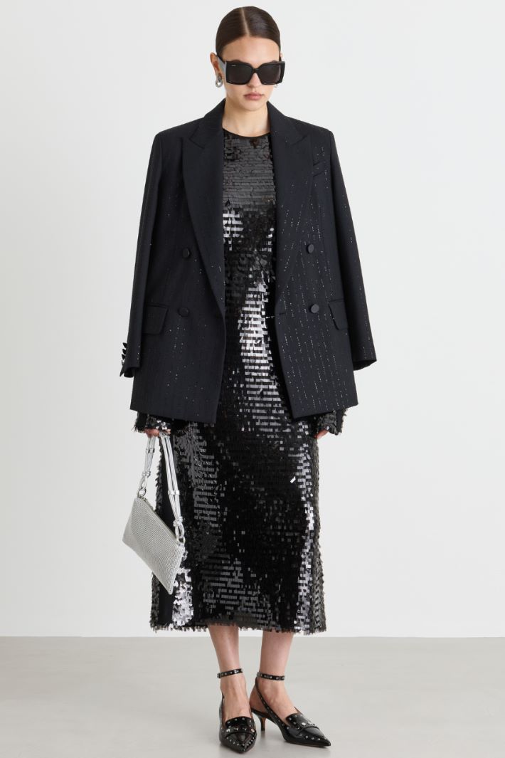 Sequinned jersey dress - BLACK - Intrend