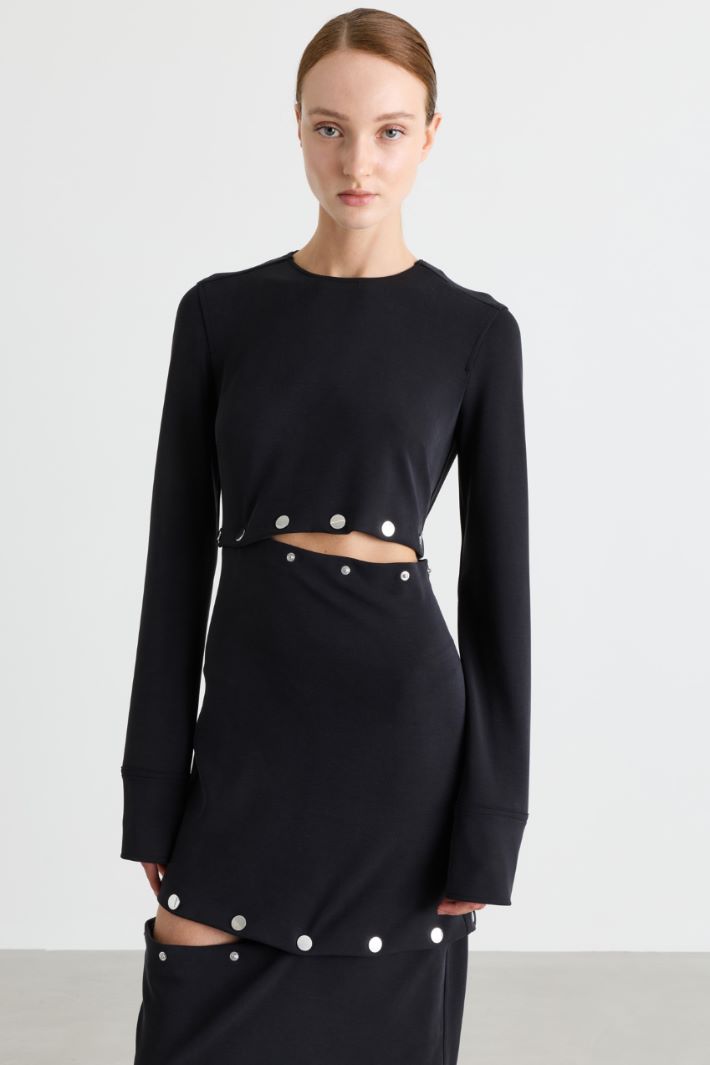 Adjustable dress in compact jersey - BLACK - Intrend - 3