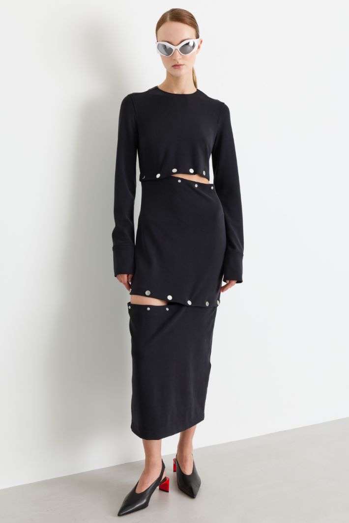 Adjustable dress in compact jersey - BLACK - Intrend