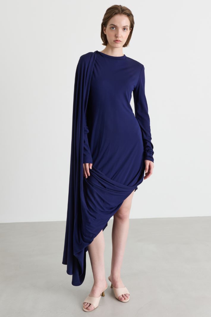 Asymmetric draped dress - VIOLET - Intrend - 2