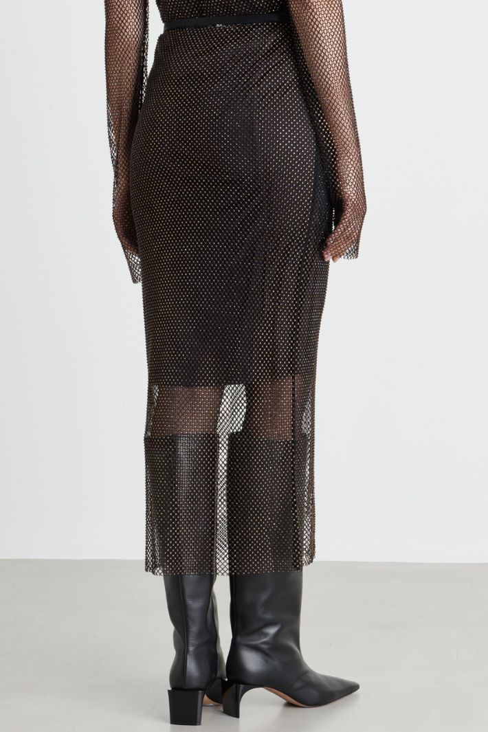 Rhinestone midi skirt - BLACK - Intrend - 4